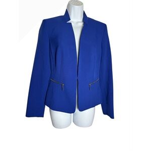 Evan Picone Black Label Blazer Size 4 Royal Sapphire  Blue Jacket Zip Pockets 💙
